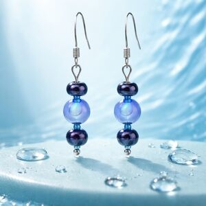Elegant Blue and Silver Beaded Earrings